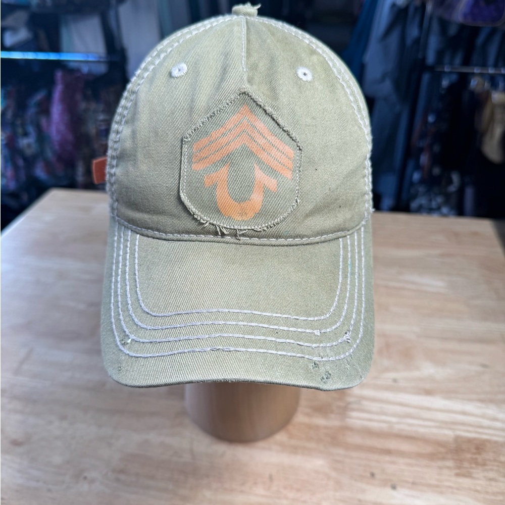 True Religion Green & Orange Cotton Trucker Hat